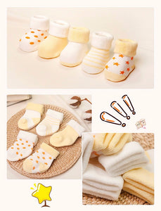 (5 Pairs) Cotton Socks for 0 ~ 2 years babys