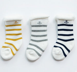 (3 Pairs) Cotton Socks for 0 ~ 2 years babys