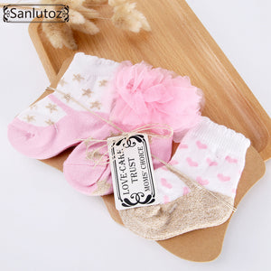 (3 Pairs) Cotton Socks for 0 ~ 1 years babys