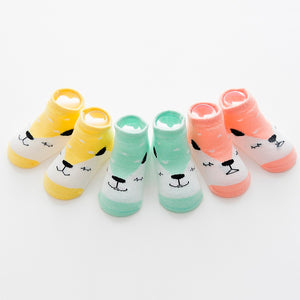 (3 Pairs) Cotton Non-Slip Socks for 0 ~ 3 years babys