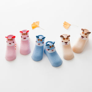 (3 Pairs) Cotton Non-Slip Socks for 0 ~ 3 years babys