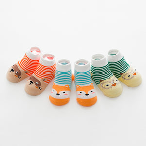 (3 Pairs) Cotton Non-Slip Socks for 0 ~ 3 years babys