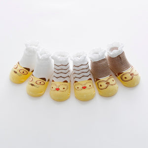 (3 Pairs) Cotton Non-Slip Socks for 0 ~ 3 years babys