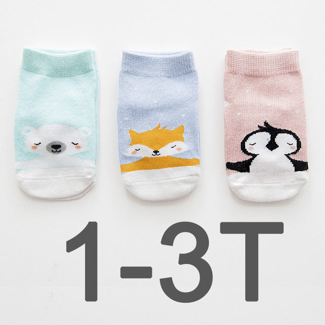 (3 Pairs) Cotton Non-Slip Socks for 0 ~ 3 years babys