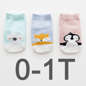 (3 Pairs) Cotton Non-Slip Socks for 0 ~ 3 years babys