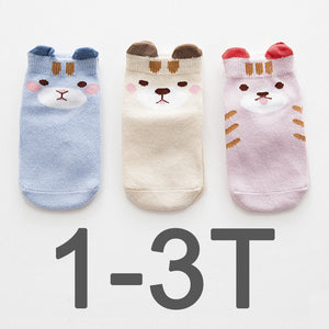 (3 Pairs) Cotton Non-Slip Socks for 0 ~ 3 years babys