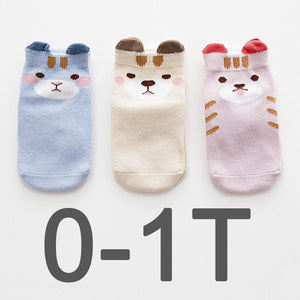 (3 Pairs) Cotton Non-Slip Socks for 0 ~ 3 years babys