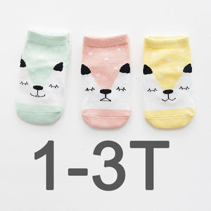 (3 Pairs) Cotton Non-Slip Socks for 0 ~ 3 years babys