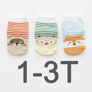 (3 Pairs) Cotton Non-Slip Socks for 0 ~ 3 years babys