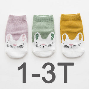 (3 Pairs) Cotton Non-Slip Socks for 0 ~ 3 years babys