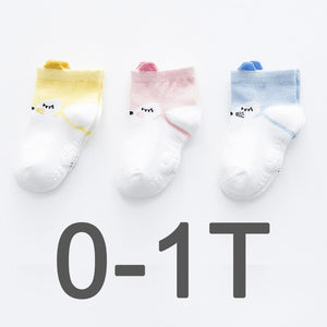 (3 Pairs) Cotton Non-Slip Socks for 0 ~ 3 years babys