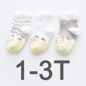 (3 Pairs) Cotton Non-Slip Socks for 0 ~ 3 years babys