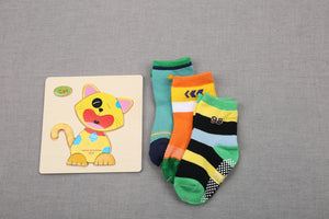 (12 Pairs) Cotton Non-Slip Socks for 1 ~ 3 years babys