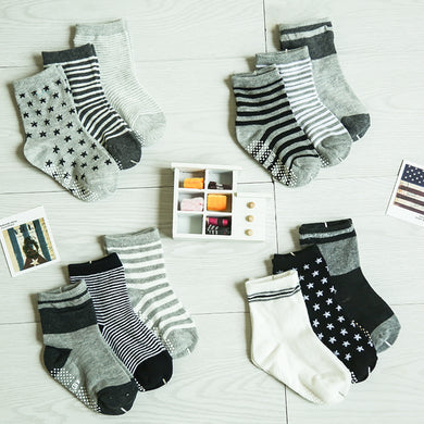 (12 Pairs) Cotton Non-Slip Socks for 1 ~ 3 years babys