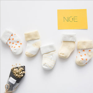 (5 Pairs) Cotton Socks for 0 ~ 3 years babys