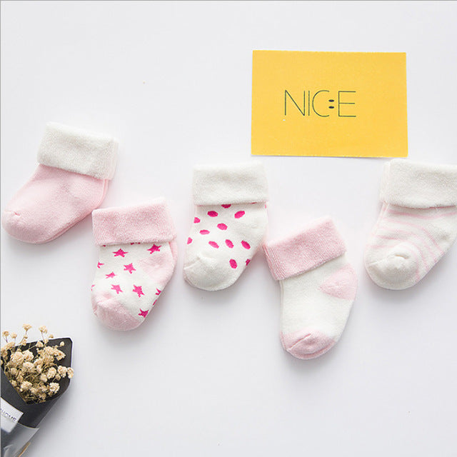 (5 Pairs) Cotton Socks for 0 ~ 3 years babys