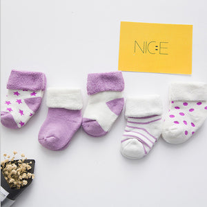 (5 Pairs) Cotton Socks for 0 ~ 3 years babys