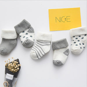 (5 Pairs) Cotton Socks for 0 ~ 3 years babys