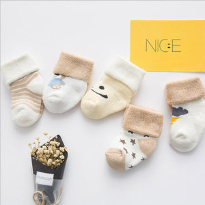 (5 Pairs) Cotton Socks for 0 ~ 3 years babys