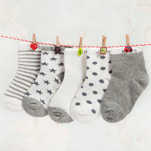 (5 Pairs) Cotton Socks for 0 ~ 2 years babys