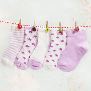 (5 Pairs) Cotton Socks for 0 ~ 2 years babys