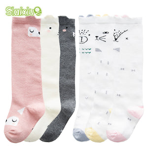 (3 Pairs) Cotton Knee High Socks for 0 ~ 3 years babys