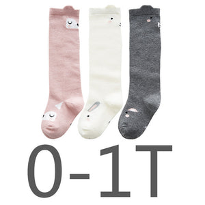 (3 Pairs) Cotton Knee High Socks for 0 ~ 3 years babys