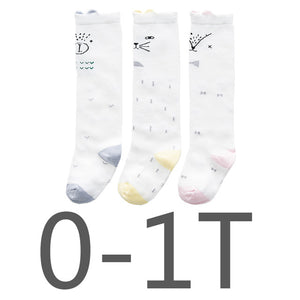 (3 Pairs) Cotton Knee High Socks for 0 ~ 3 years babys