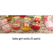 (5 Pairs) Cotton Non-Slip Socks for 0 ~ 3M babys