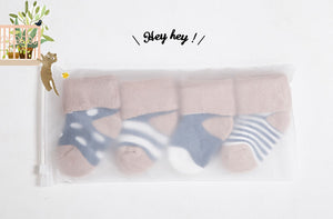 (4 Pairs) Cotton Socks for 0 ~ 3 years babys