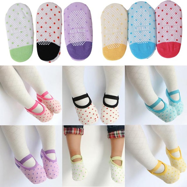 (6 Pairs) Cotton Non-Slip Socks for 1 ~ 2 years babys