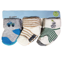 (6 Pairs) Cotton Socks for 0 ~ 3M babys