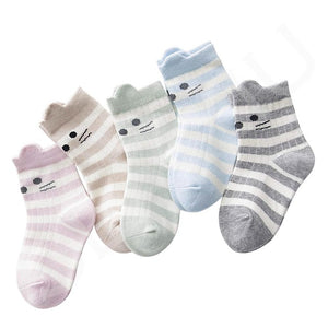 (5 Pairs) Cotton long Socks for 1 ~ 12 years babys