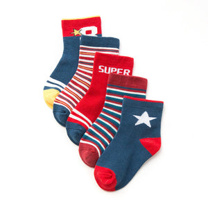 (5 Pairs) Cotton Socks for 1 ~ 12 years kids