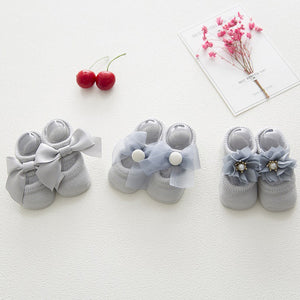 (3 Pairs) Cotton Non-Slip Socks for 0 ~ 2 years babys