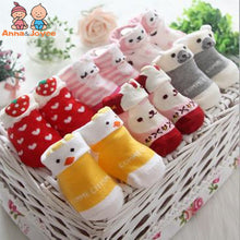 (6 Pairs) Cotton Non-Slip Socks for 0 ~ 3M babys