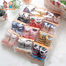 (6 Pairs) Cotton Non-Slip Socks for 0 ~ 3M babys