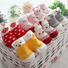 (6 Pairs) Cotton Non-Slip Socks for 0 ~ 3M babys