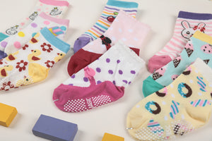 (12 Pairs) Cotton Non-Slip Socks for 1 ~ 3 years babys