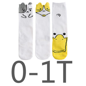 (3 Pairs) Cotton Knee High Socks for 0 ~ 3 years babys