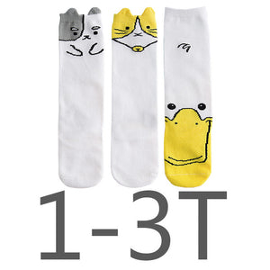 (3 Pairs) Cotton Knee High Socks for 0 ~ 3 years babys