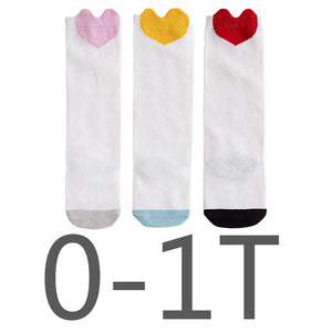 (3 Pairs) Cotton Knee High Socks for 0 ~ 3 years babys