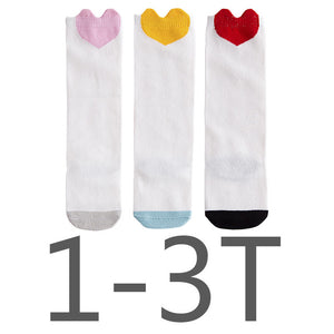 (3 Pairs) Cotton Knee High Socks for 0 ~ 3 years babys