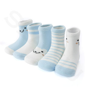 (5 Pairs) Cotton long Socks for 1 ~ 12 years babys