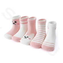 (5 Pairs) Cotton long Socks for 1 ~ 12 years babys