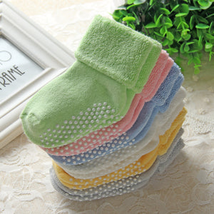 (5 Pairs) Cotton Non-Slip Socks for 0 ~ 1 years babys