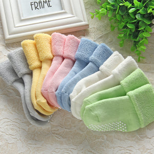 (5 Pairs) Cotton Non-Slip Socks for 0 ~ 1 years babys