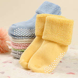 (5 Pairs) Cotton Non-Slip Socks for 0 ~ 1 years babys