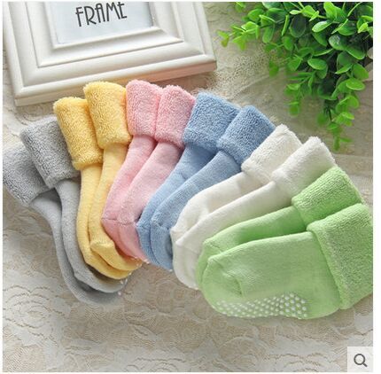 (5 Pairs) Cotton Non-Slip Socks for 0 ~ 1 years babys