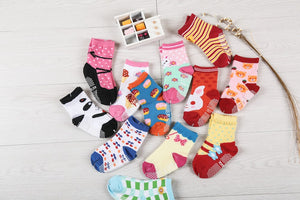 (12 Pairs) Cotton Non-Slip Socks for 1 ~ 3 years babys